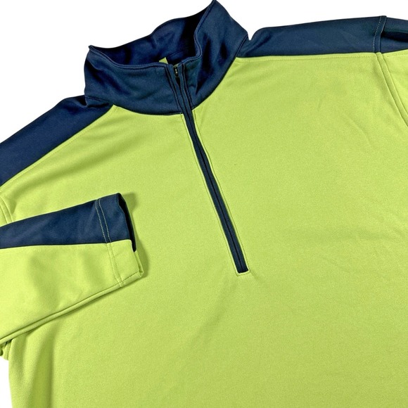 Nike Golf Other - Nike Golf Dri-FIT Pullover Men XXL Lime Green Navy Blue 1/4 Zip Long Sleeve